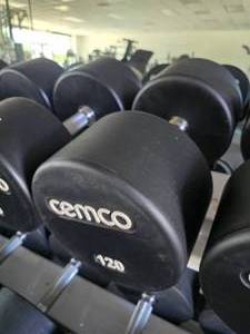 lot 57 image: Cemco 105 Pro Style Urethane Dumbbell, 120lbs