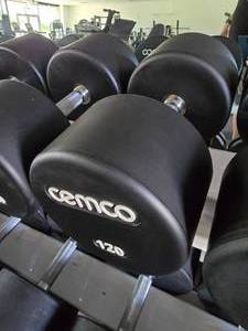 lot 58 image: Cemco 105 Pro Style Urethane Dumbbell, 120lbs