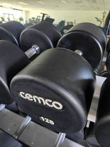 lot 59 image: Cemco 105 Pro Style Urethane Dumbbell, 125lbs