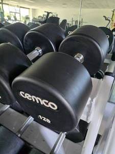 lot 60 image: Cemco 105 Pro Style Urethane Dumbbell, 125lbs