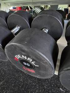 lot 65 image: Denali USA Pro Style Urethan Dembbell, 90lbs