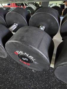 lot 66 image: Denali USA Pro Style Urethan Dembbell, 90lbs