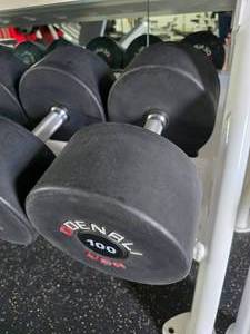 lot 70 image: Denali USA Pro Style Urethan Dembbell, 100lbs