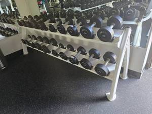 lot 81 image: Cybex Pro Style Commercial Dumbbell Rack.  Weights Not Included.  Measures Approx 90 Long