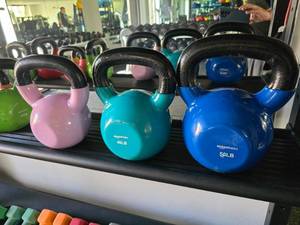 lot 92 image: Lot of 3 CoatedKettlebells.  Includes 30lb, 40lb & 50lb