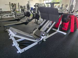 lot 102 image: Arsenal Strength Reloaded Linear Leg Press Machine w Weights.  Includes 45lb (Qty 12), 25lb (Qty 4)