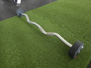 lot 104 image: Denali USA Pro Style Urethane E-Z Curl 20lb Barbell