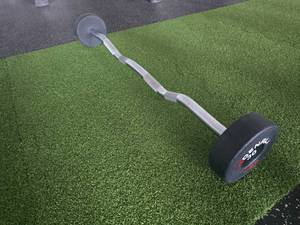 lot 105 image: Denali USA Pro Style Urethane E-Z Curl 30lb Barbell