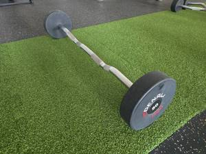 lot 107 image: Denali USA Pro Style Urethane E-Z Curl 50lb Barbell