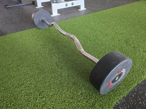 lot 109 image: Denali USA Pro Style Urethane E-Z Curl 70lb Barbell
