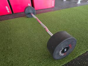 lot 111 image: Denali USA Pro Style Urethane E-Z Curl 90lb Barbell