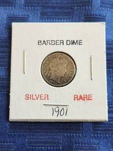 lot 3 image: 1901 Barber Dime - Silver - rare