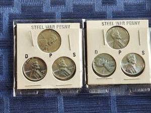 lot 72 image: 2 sets of 1943 steel penny D, P, & S