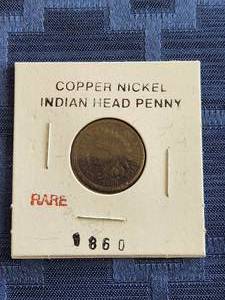 lot 75 image: 1860 copper nickel Indian Head cent - rare