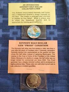 lot 103 image: Selection of a Kennedy Half Dollar - Gem Proof & Kennedy Half Dollar with Rhode Island statehood quarter imposed