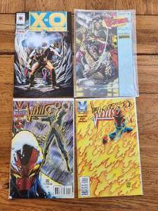 lot 24 image: Selection of 4 Valiant Comics - X-O Manowar #27, Geomancer #1, The Visitor #9, 10