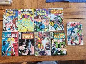 lot 30 image: Marvel Comics - Star Brand #1, Marvel Fanfare #39, Cloak and Dagger #18, Power man & Iron fist #99, Justice #15, Merc #5, 6, Knights of Pendragon #11