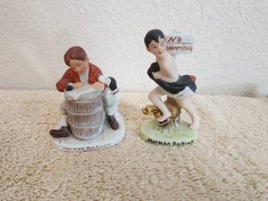 lot 65 image: Selection of 2 vintage Norman Rockwell figurines - The Love Letter-1979, No Swimming-1979