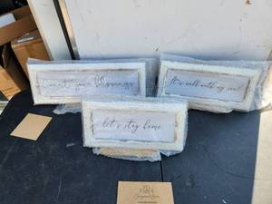 lot 146 image: Rustic wooden farmhouse signs - home decor. Set of 3 -