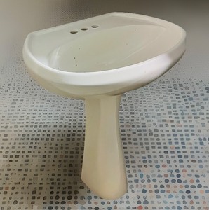 lot 30 image: Two Piece Porcelain Pedestal Sink