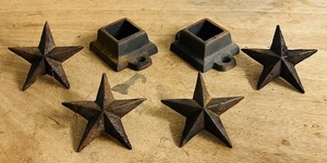 lot 90 image: Vintage Star Nails &amp Cast Iron Flange Shoes Used For Decorative Purposes on Fences or Other Structures