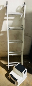lot 146 image: Small Extendable Aluminum Ladder &amp Two (2) Step Footstool