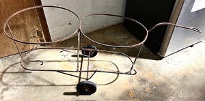 lot 148 image: Vintage Metal Trashcan DollyTrolly