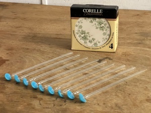 lot 166 image: Nine (9) AntiqueVintage Glass Straws &amp Box of 4 Corelle Coordinates Nature Stone Coasters