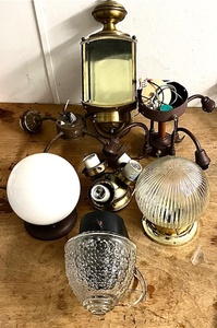 lot 259 image: Lot of Seven (7) AntiqueVintage Indoor &amp Outdoor Light Fixtures