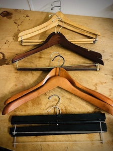 lot 315 image: Eight (8) Vintage Heavy-Made Wooden Hangers