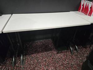 lot 29 image: White Gaming Desk w Oversize Gaming PC Rack.  Desk Measures 48 x 24 x 30