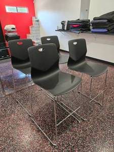 lot 119 image: Lot of 4 Black & Chrome Barstool Chairs (Bid is times the quantity of 4)