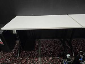 lot 144 image: White Gaming Desk w Oversize Gaming PC Rack.  Desk Measures 48 x 24 x 30
