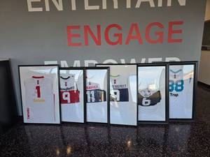 lot 236 image: Lot of 6 Framed Esports Jerseys.  Some Are Signed