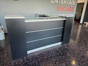 lot 240 image: Complete L-Shaped Receiption Desk.  87 x 87 x 45