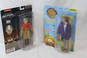 lot 58 image: Avatar and willy Wonka figures unopened