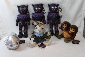 lot 61 image: 3 Dungeons and dragon plushies and 3 Black panther plushies