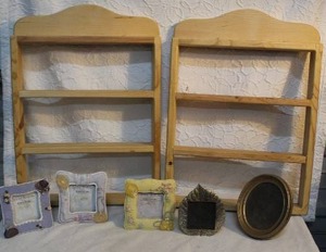 lot 189 image: 2-wood shelfs and picture frames