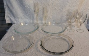 lot 230 image: 3-Pyrex pie plates and more