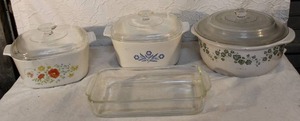 lot 238 image: vintage Corning Ware casserole dishes and more