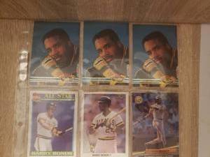 lot 34 image: 6 BARRY BONDS BASEBALL CARDS