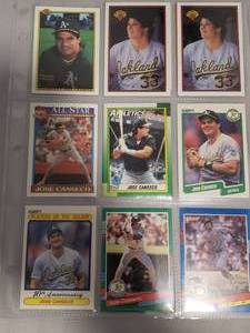 lot 64 image: 12 Random JOSE CANSECO BASEBALL CARDS