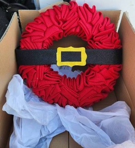 lot 68 image: Glitzhome - 18D Christmas red with black belt fabric wreath