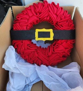 lot 65 image: Glitzhome - 18D Christmas red with black belt fabric wreath