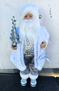 lot 47 image: Glitzhome - Handmade Traditional Santa Figurine, 18 H Santa Claus with Porcelain Face - Christmas