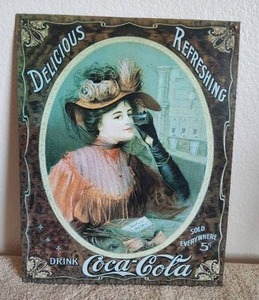 lot 45 image: Metal Coca Cola advertisement sign -  13 x 16