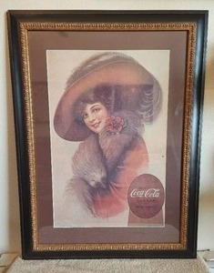 lot 75 image: Vintage Coca Cola advertisement artwork - framed  27 x 37