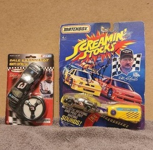 lot 4 image: Collectible Matchbox Screamin Stocks - Dale Earnhardt Nascar racecar - Autographed - Authenticity unknown & Dale Earnhardt remote controlled car