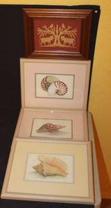 lot 64 image: Framed Seashell Pictures and Moose