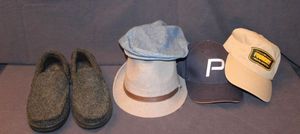 lot 65 image: Variety of Mens Hats and a pair of House Shoes